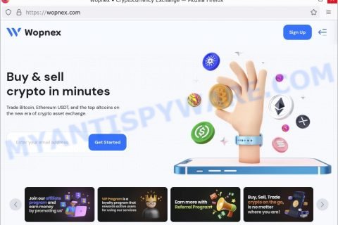 Wopnex fake Cryptocurrency Exchange scam