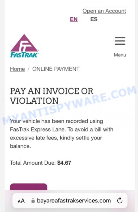 BayArea Fastrak Services Scam website