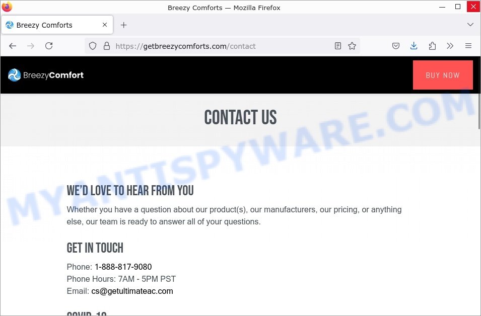 BreezyComfort AC scam fake contacts