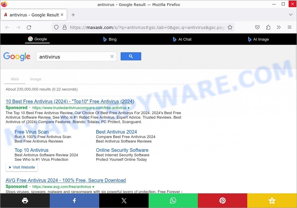 Maxask.com redirect search results