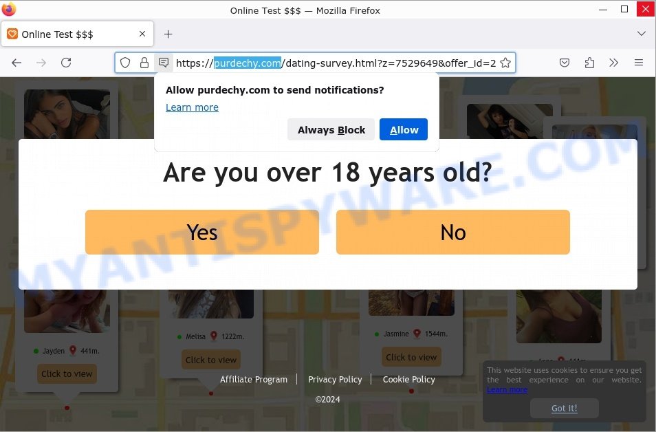 Purdechy.com click allow scam