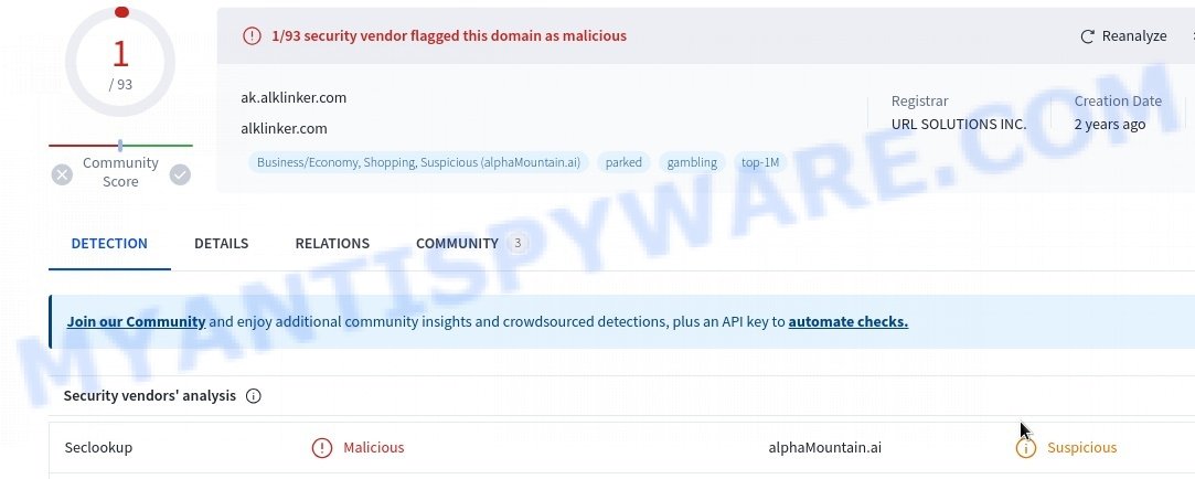 ak.alklinker.com malicious