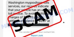 Washington GoodToGo Tolls Services text scam
