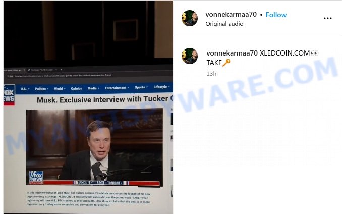 The Xledcoin.com Elon Musk Scam, TAKE Promo Codes as a Trap